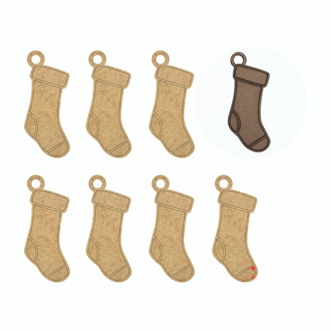 100 Aplique Pingente Natalino Meia Enfeite Mdf Cru 5cm