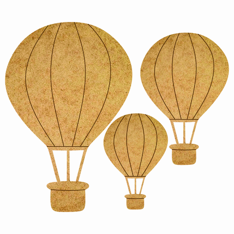 Kit 3 Pçs Balão Mdf Cru Diversos Tamanhos 15 / 20 / 30 Cm