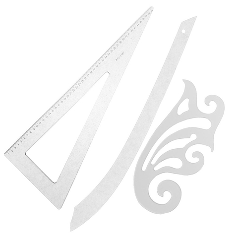 03 Réguas Corte Costura Curva Francesa Decote Acrilico