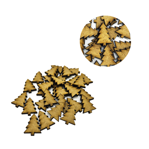 100 Mini Arvores Natal Aplique Enfeite Artesanato 2cm MDF