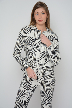 Campera CALDÉN de bengalina estampada con cierre (5940) - comprar online