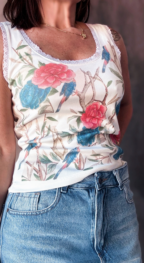 Musculosa birds collage aleatorio
