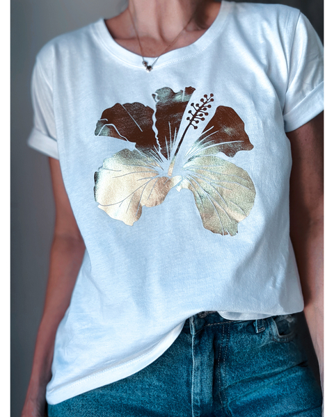 Remera flor Hawaii gold