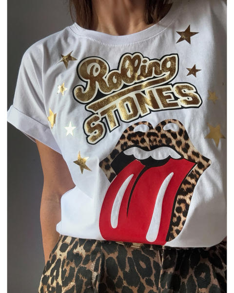 Remera Rolling stones gold and print