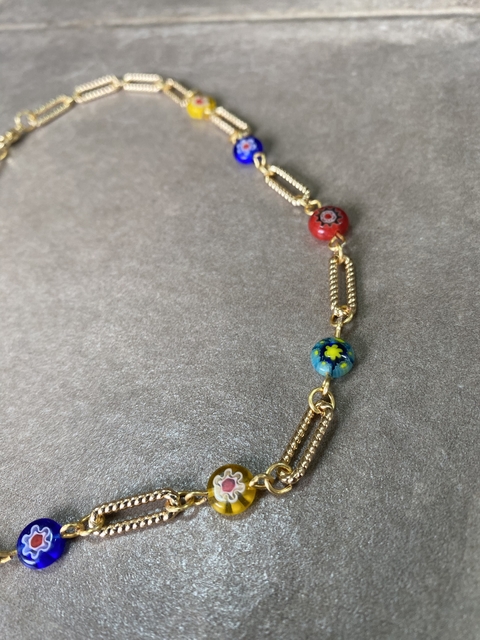 Collar Mux murano y eslabon labrado art 437