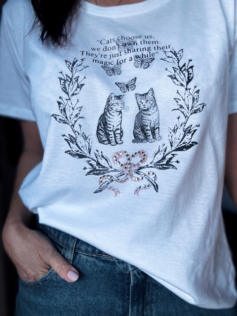 Remera cats choose us serigrafia