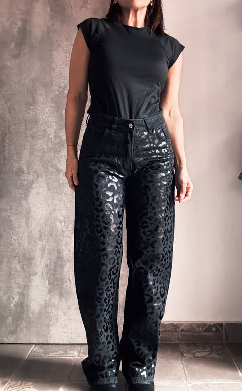 Wide Leg full black print