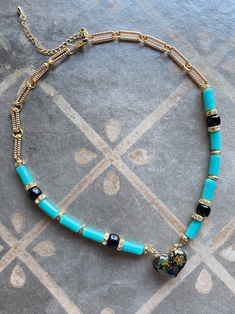 Collar vintage aqua art 422