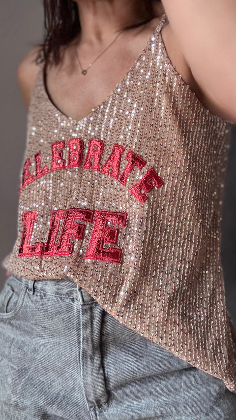 Top glam lentejuelas Celebrate Life