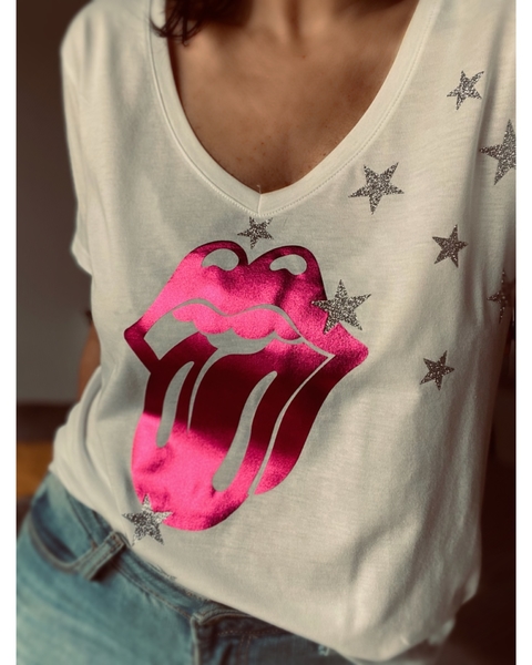 Remera Stones fucsia foil