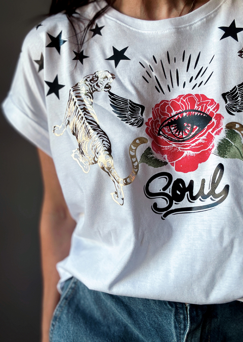 Remera manga china Soul serigrafía