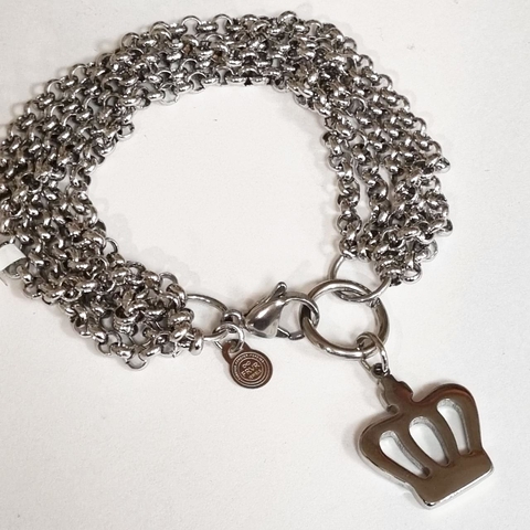 PULSERA ACERO VARIAS VUELTAS CON DIJE CORONA 9654
