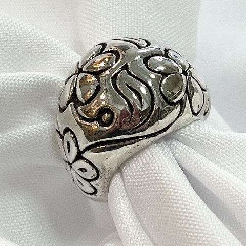 ANILLO PLATA INFLADA CON FLORES SK760