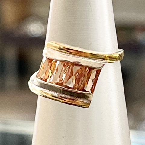 NUEVO ANILLO PLATA925 Y ORO 18K CON TOPACIO CHAMPAGNE K1872