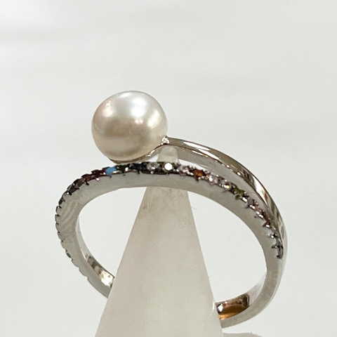 ANILLO MEDIO SIN FIN CON PERLA NATURAL K1088