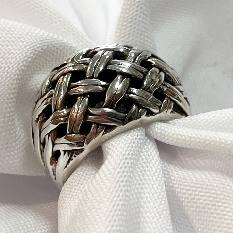 ANILLO PLATA INFLADA CANASTA CALADO SK761