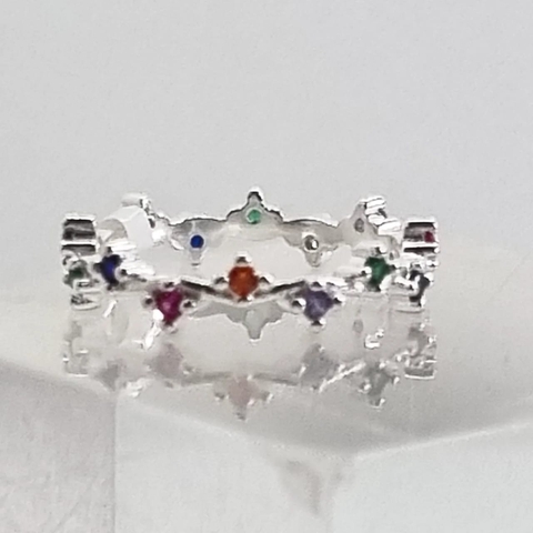 ANILLO DE PLATA CON CUBICS MULTICOLOR 6029