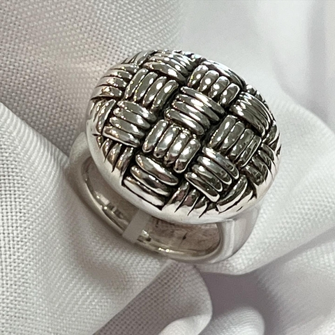 ANILLO PLATA INFLADA CANASTA REDONDO SK753