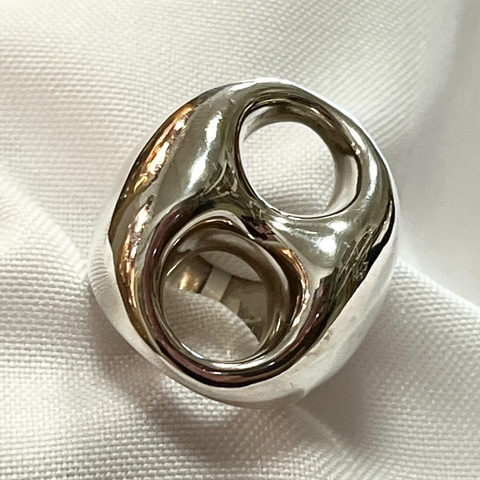 ANILLO INFLADO GRANDE ITALIANO PLATA ESTILO GUCCI K1130