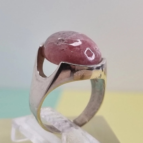ANILLO DE PLATA RODOCROCITA CABUJON COD: 6356