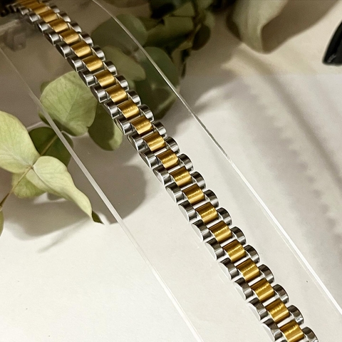 PULSERA COMBINADA ACERO Y ENCHAPADO ORO TIPO RLX K1386