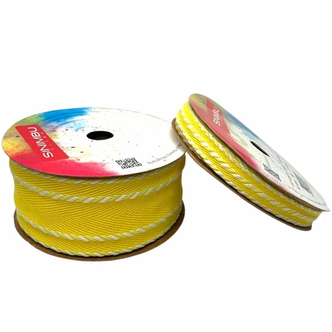 Fita Sinimbu pesponto duplo (rolo 10 mts) - Amarelo