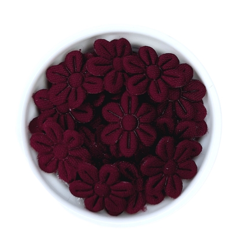 MINI FLORZINHA DE TECIDO - 2cm (pct com 20 unidades) - BORDÔ