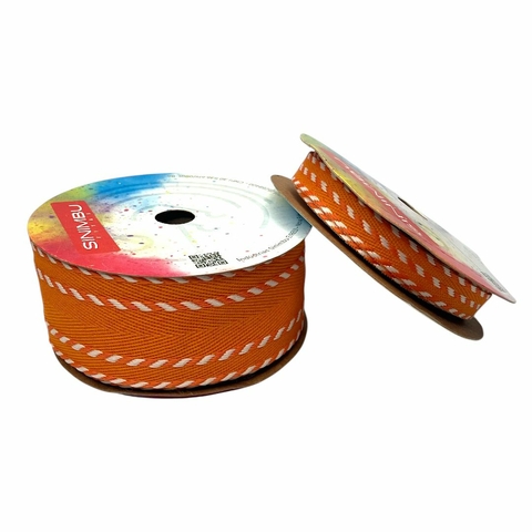 Fita Sinimbu pesponto duplo (rolo 10 mts) - Laranja