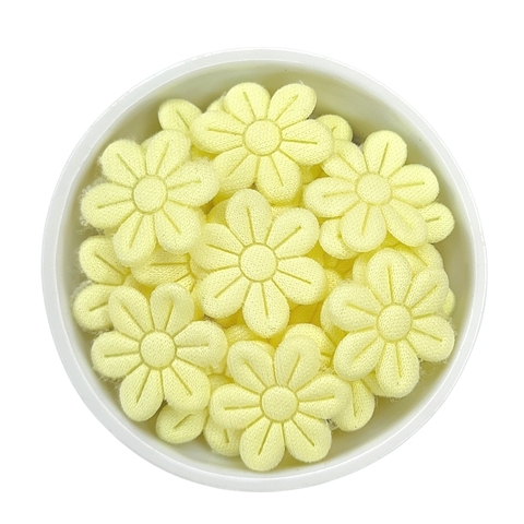 MINI FLORZINHA DE TECIDO - 2cm (pct com 20 unidades) - AMARELO CLARO