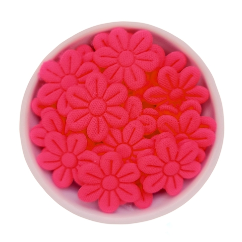 MINI FLORZINHA DE TECIDO - 2cm (pct com 20 unidades) - ROSA NEON