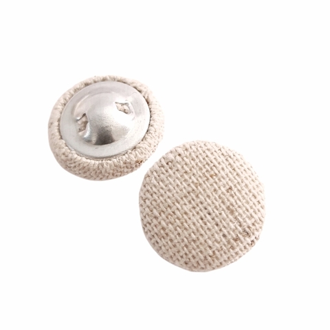 APLIQUE BOTÕES FORRADOS DE LINHO - CRU (3 unidades)