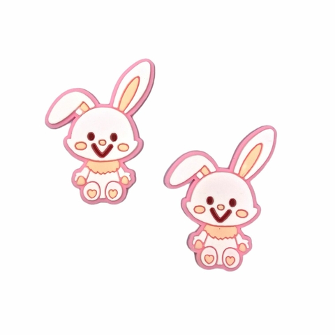 APLIQUE COELHINHO DA PÁSCOA BRANCO FUNDO ROSA emborrachado (3 unidades)