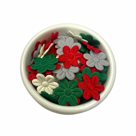 Mini Florzinha de tecido 2cm - Sortida Natal (20 unidades)
