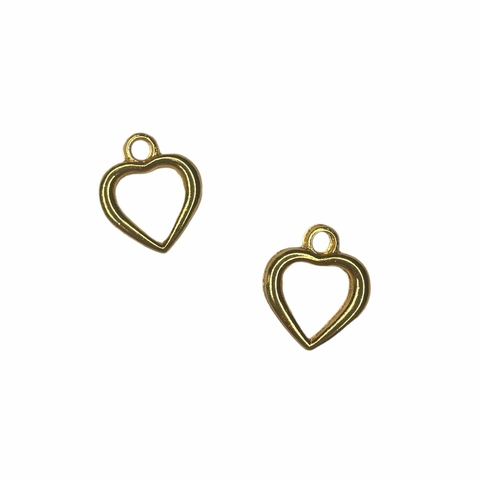 PINGENTE CORAÇÃO VAZADO (4 unidades) METAL DOURADO
