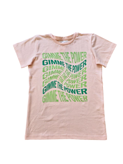 REMERA GIMME THE POWER ESTAMPA GLITTER NARANJA