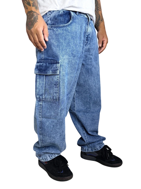 CALÇA CARGO BAGGY BANKS OVERSIZED - JEANS STONE - comprar online