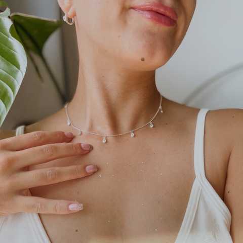 COLGANTE KRISTEN CUBIC 40-45CM (PLATA 925)