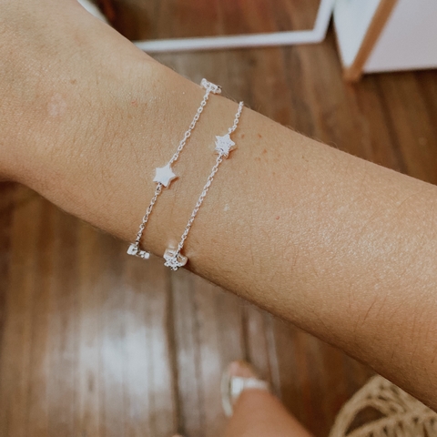 PULSERA LLUVIA DE ESTRELLA DOBLE (PLATA 925 & CUBIC)