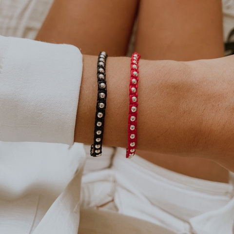 PULSERA VENICE NEGRA (MACRAME- PLATA 925)