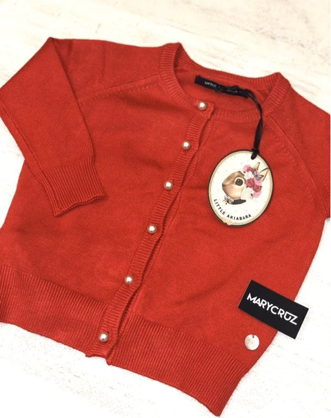 Cardigan Sofia BB- Color Rojo/ Crudo