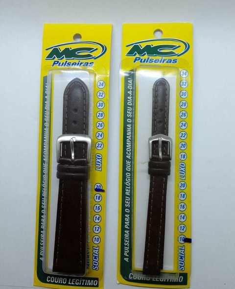Pulseira de Couro MC - Marrom com Costura (10mm ao 20mm)
