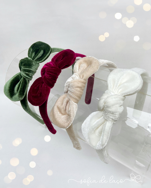Tiara lacinho turbante em veludo