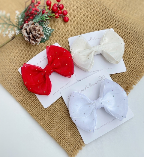 Laço Nina duplo organza c/ strass