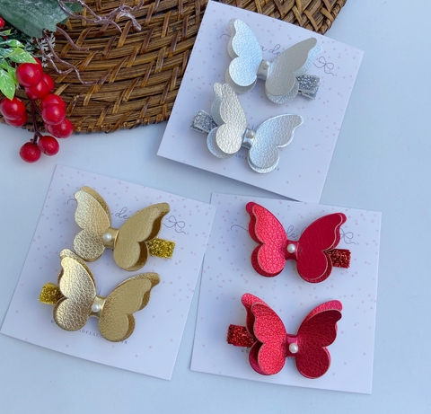 Parzinho borboleta couro