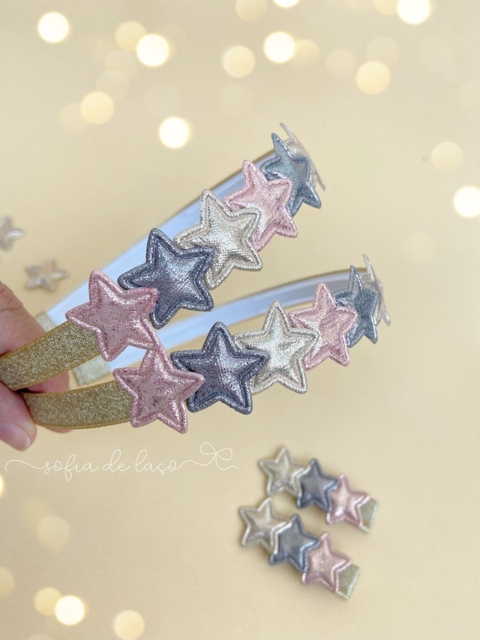 Tiara estrelinhas metalizadas