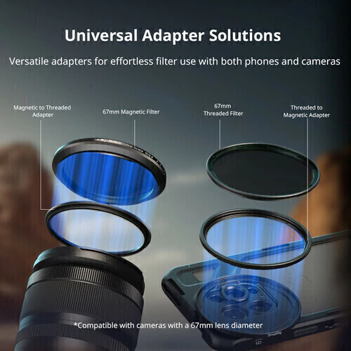 Imagem do Kit Filtros 5x1 67mm SmallRig 4216 (VND 2-32 - CPL - 1/4 Effect Black Mist)