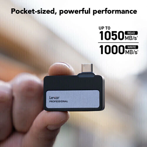 Imagem do Lexar SSD Portátil 2TB Professional Go USB 3.2 Gen 2 com Hub (Apple ProRes 4K/60p)