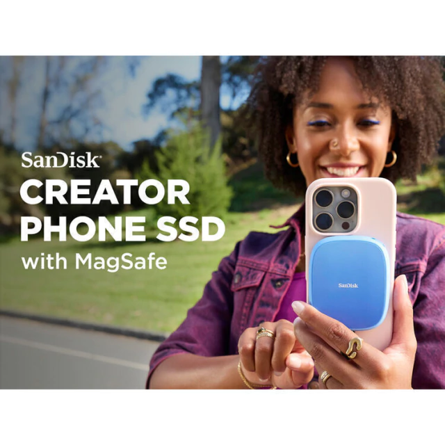 Imagem do SSD Portátil Sandisk Creator Phone - 2TB (1000/950mbs - USB-C 3.2 GEN 2 - IP65 - Magsafe)