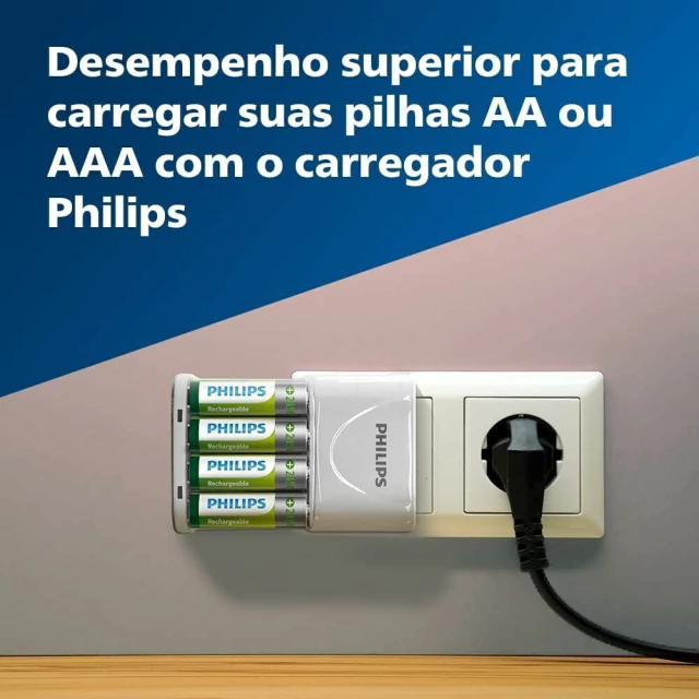 Carregador de Pilhas Philips (Bivolt) + 4 x AA 2450mAh na internet