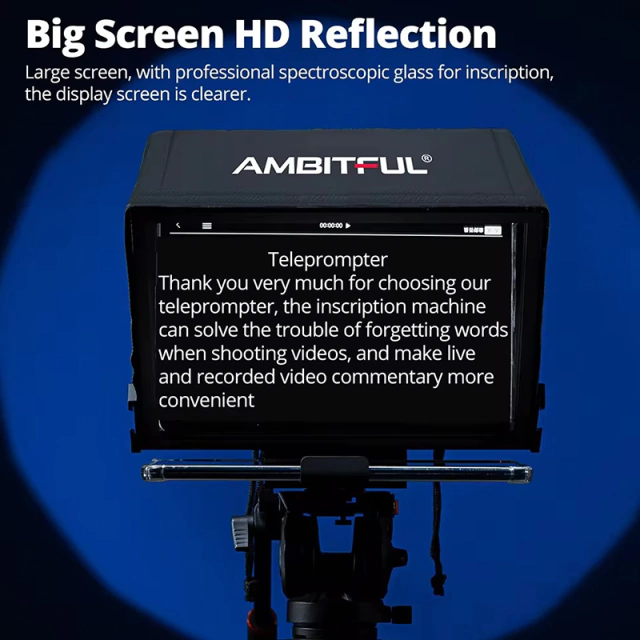 Imagem do Teleprompter Portátil 14" para Tablet/Celular - Ambitiful Big Screen T14 (Case Rígido / Controle Bluetooth / L Bracket)